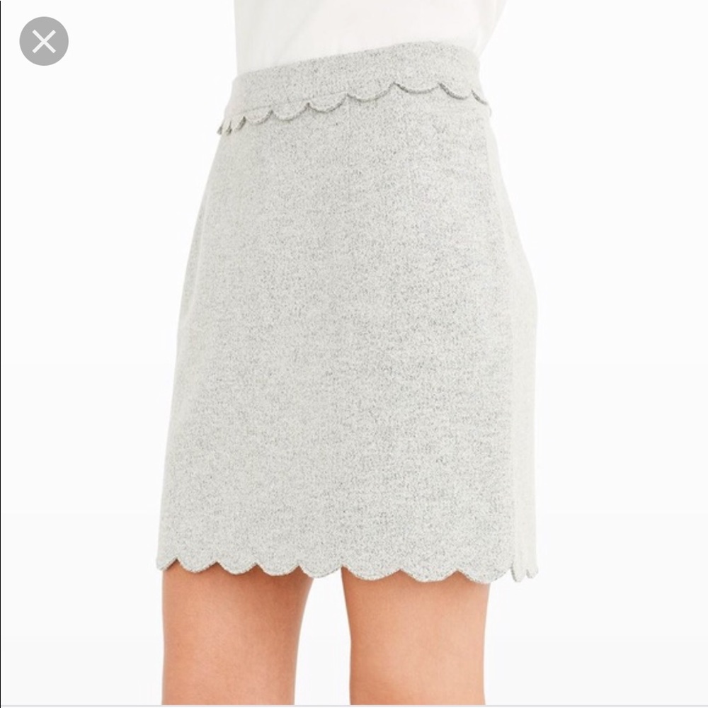 Grey pencil skirt with scallop detail